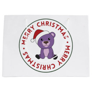 Colourful Bears Merry Christmas Winter Animals Bea Large Gift Bag