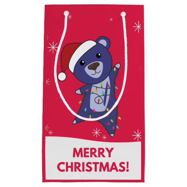 Colourful Bears Merry Christmas Winter Animals Bea Small Gift Bag (Front)