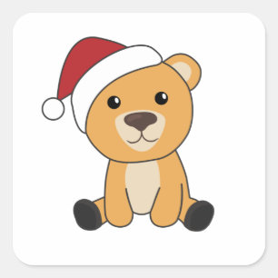 Colourful Bears Merry Christmas Winter Animals Bea Square Sticker