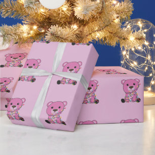 Colourful Bears Merry Christmas Winter Animals Bea Wrapping Paper