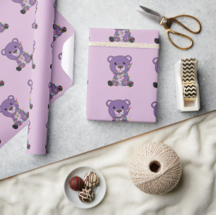 Colourful Bears Merry Christmas Winter Animals Bea Wrapping Paper
