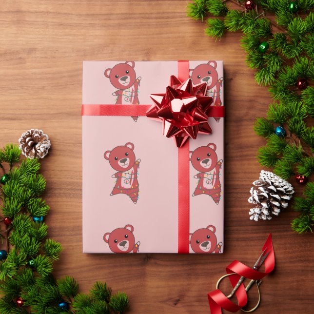 Colourful Bears Merry Christmas Winter Animals Bea Wrapping Paper (Holiday Gift)