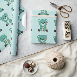 Colourful Bears Merry Christmas Winter Animals Bea Wrapping Paper