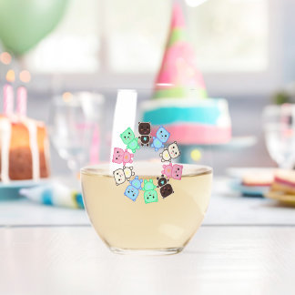 Colourful bears stemless wine glass