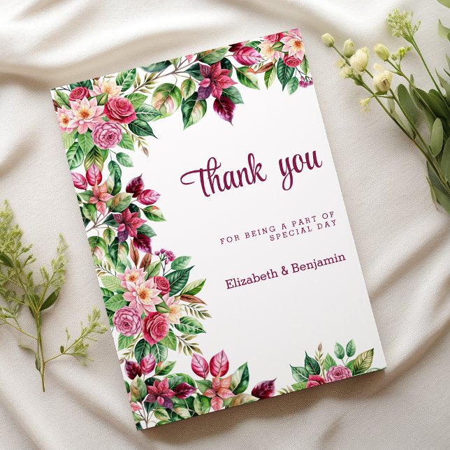 Colourful beautiful chic flower bouquet Thank You Invitation (Colorful beautiful chic flower bouquet Thank You)