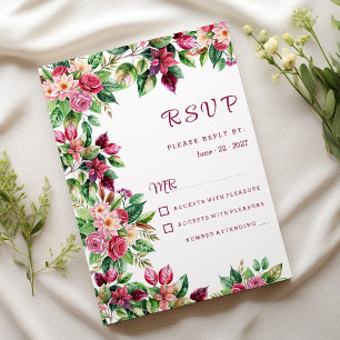 Colourful beautiful country flower bouquet RSVP Invitation