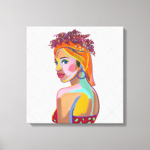 Colourful Beautiful Girl Art Abstract Design Canvas Print