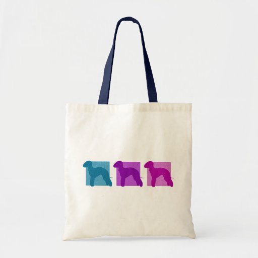 Image of Colourful Bedlington Terrier Silhouettes Tote Bag