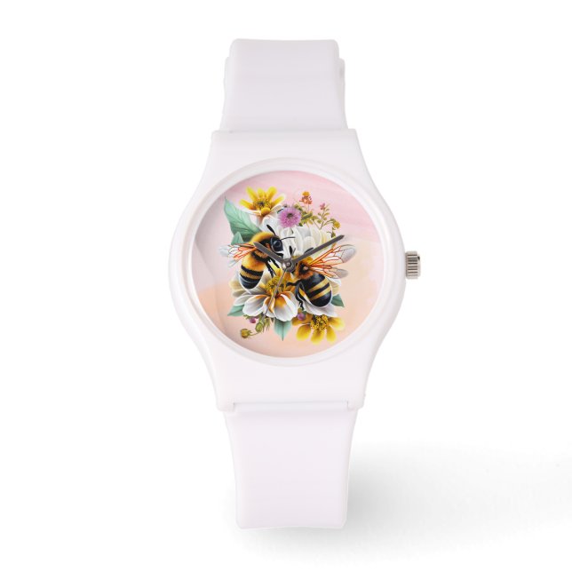 colourful bees and flowers watch (Front)