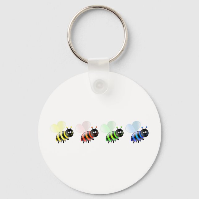 Colourful Bees Key Ring (Front)