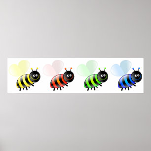 Colourful Bees Poster