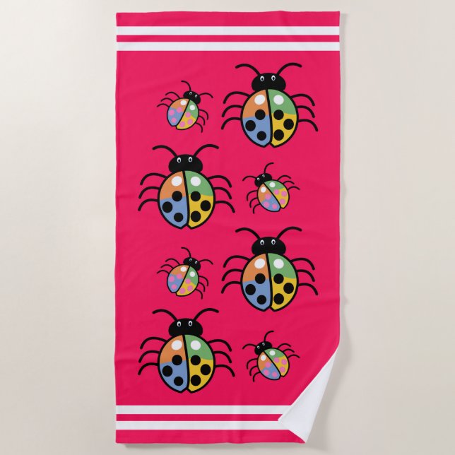Colourful Beetles Beach Towel (Front)