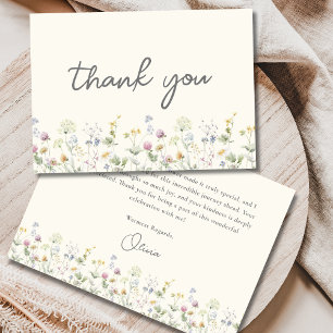 Colourful Beige Wildflower Bridal Shower Thank You Card