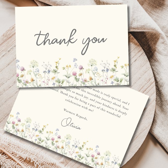 Colourful Beige Wildflower Bridal Shower Thank You Card (Creator Uploaded)