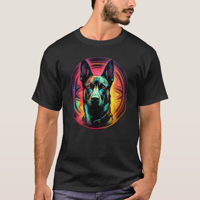 Colourful Belgian Malinois Dog Dad Mom Graffity T-Shirt (Front)
