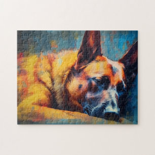Colourful Belgian Malinois sleeping Jigsaw Puzzle