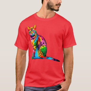 Colourful bengal cat Pop Art Style for kitten love T-Shirt