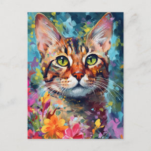 Colourful Bengal cat Postcard