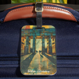 Colourful Berlin Germany Brandenburg Gate Painting Luggage Tag