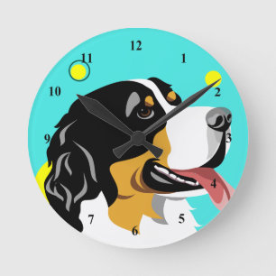 Colourful Bernese Mountain Dog Clocks