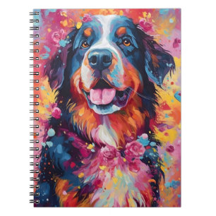 Colourful Bernese Mountain dog Notebook