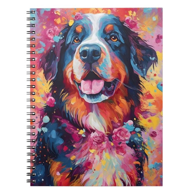 Colourful Bernese Mountain dog Notebook (Front)