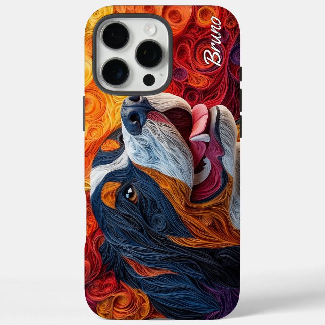 Colourful Bernese Mountain Dog Portrait Case-Mate iPhone Case (Back)
