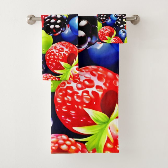 Colourful Berry Medley Design Bath Towel Set (Insitu)