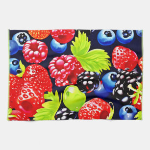 Colourful Berry Medley Design Tea Towel