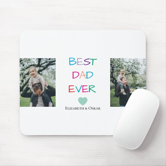 Colourful "Best Dad Ever"  – Fun & Heartfelt Gift  Mouse Mat (With Mouse)