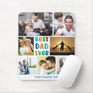 Colourful BEST DAD EVER Photo Collage Personalised Mouse Mat