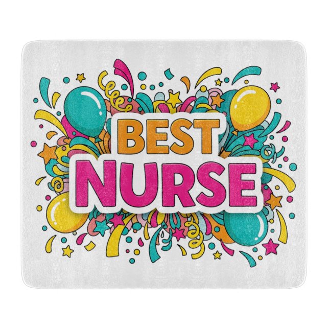 Colourful Best Nurse Cutting Board (Front)