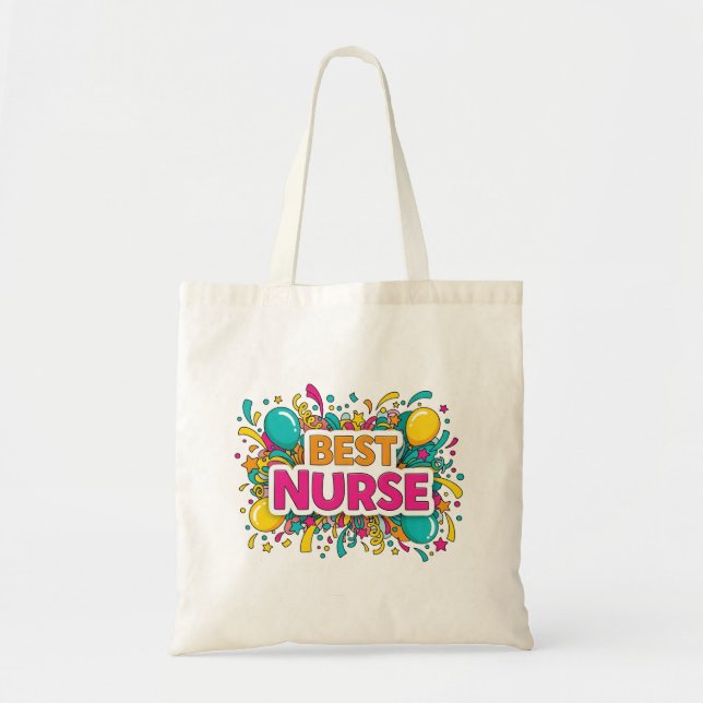 Colourful Best Nurse Tote Bag (Front)