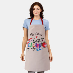 Colourful Best Teacher Ever Typography  Apron