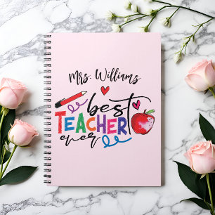 Colourful Best Teacher Ever Typography  Notebook