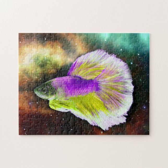 Colourful Beta Fish in Space Stars Galaxy Universe Jigsaw Puzzle (Horizontal)