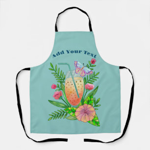 Colourful Beverages, Butterfly and Flowers Apron