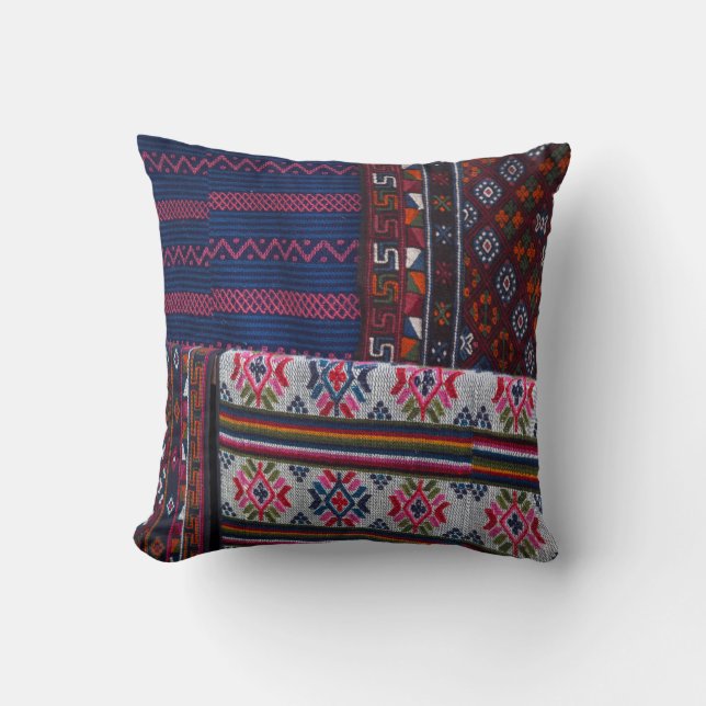 Colourful Bhutan Textiles Cushion (Front)