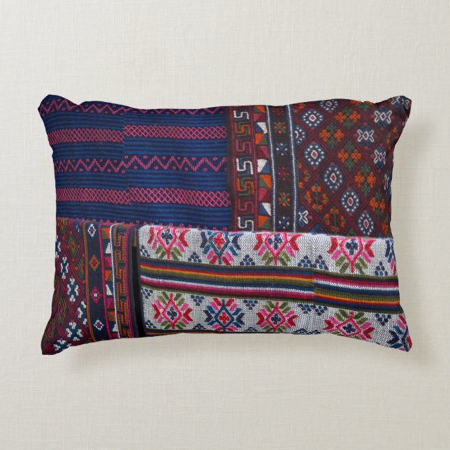 Colourful Bhutan Textiles Decorative Cushion (Front)