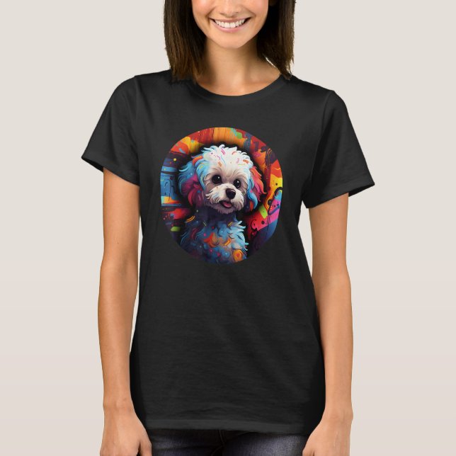 Colourful Bichon Frise Dog Dad Mom Graffity 1 T-Shirt (Front)