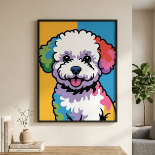 Colourful Bichon Frise Dog Pop Art Poster