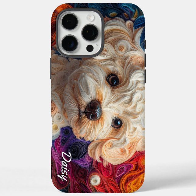 Colourful Bichon Frise Portrait Case-Mate iPhone Case (Back)
