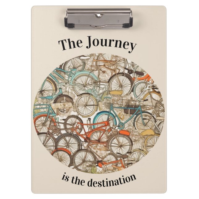 Colourful Bicycle Journey Custom Office Notes Clipboard (Front)