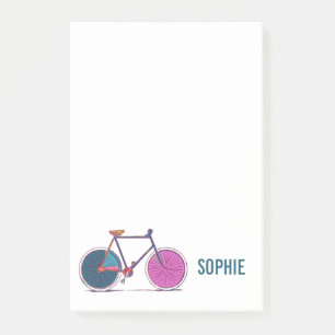 Colourful Bicycle Line Art Drawing Personalised Post-it Notes