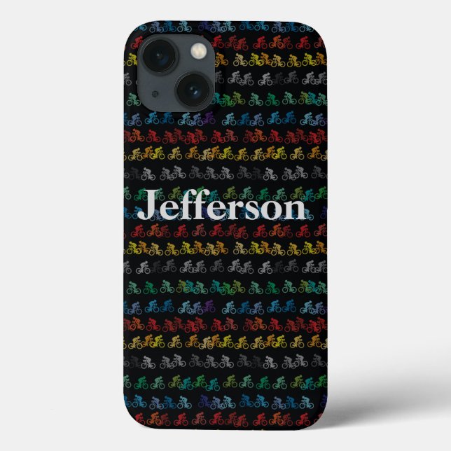 Colourful Bicycle Pattern on Black Case-Mate iPhone Case (Back)