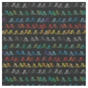 Colourful Bicycle Pattern on Black Fabric