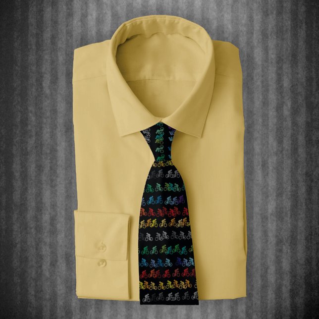 Colourful Bicycle Pattern on Black Tie (Creator Uploaded)