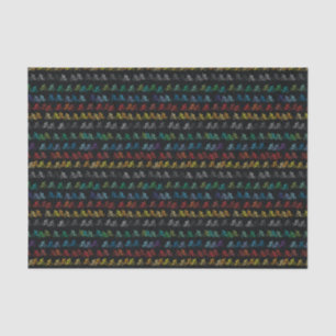Colourful Bicycle Pattern on Black Tissue Paper