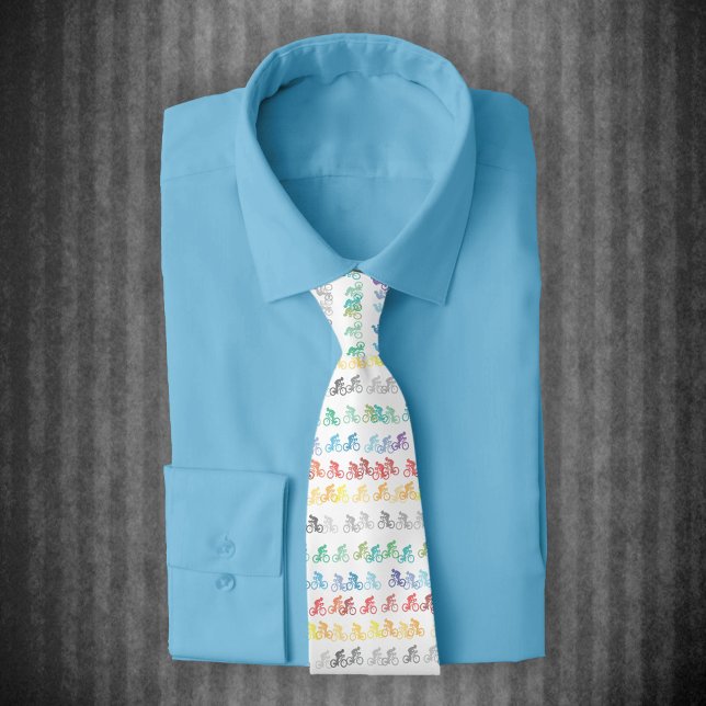 Colourful Bicycle Pattern on White Tie (Creator Uploaded)