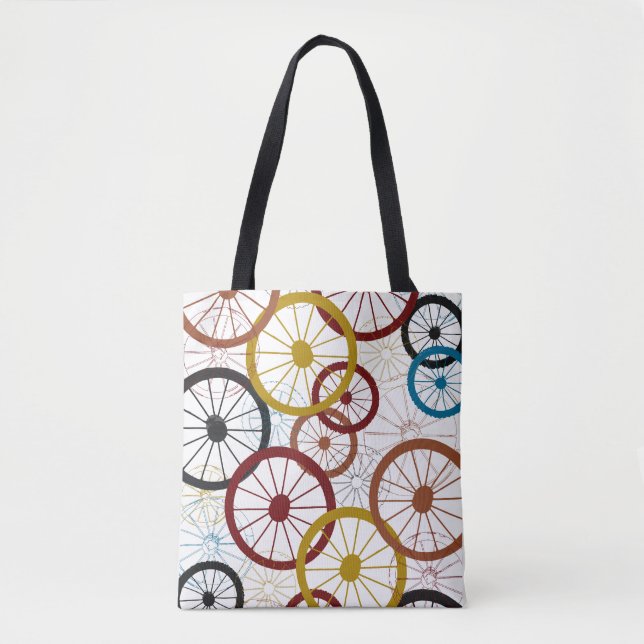 Colourful Bicycle Wheels Tote Bag (Front)